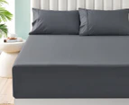 Daniel Brighton Percale Cotton Combo Fitted Sheet Set - Charcoal