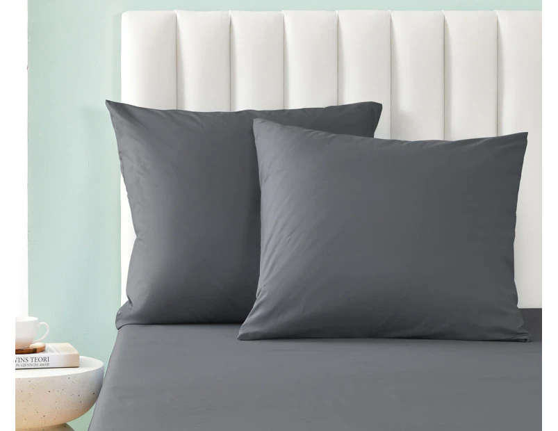 Daniel Brighton Percale Cotton Euro Pillowcase 2-Pack - Charcoal