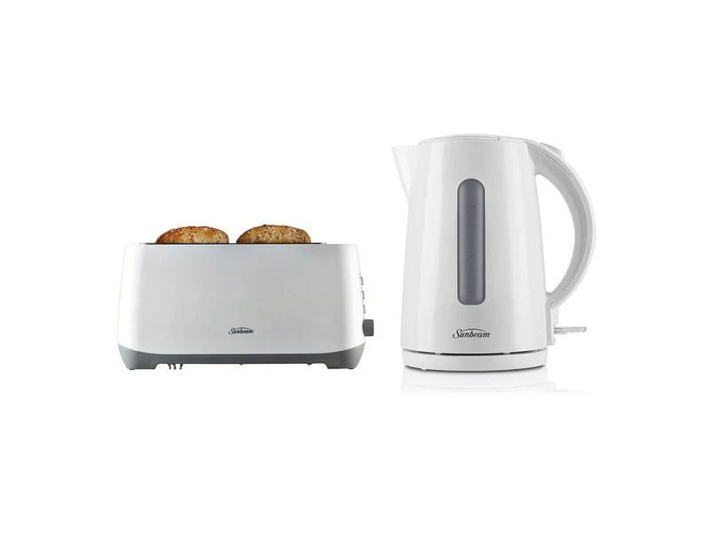 Sunbeam White TAP0003WH Toaster & KEP0007WH Kettle Bundle