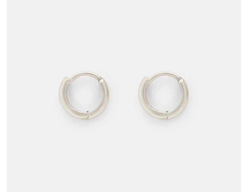 Pandora Round Huggie Hoop Earrings - Silver