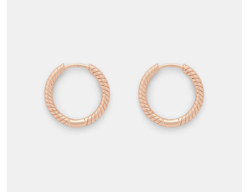 Pandora Snake Chain Pattern Hoop Earrings - Rose Gold