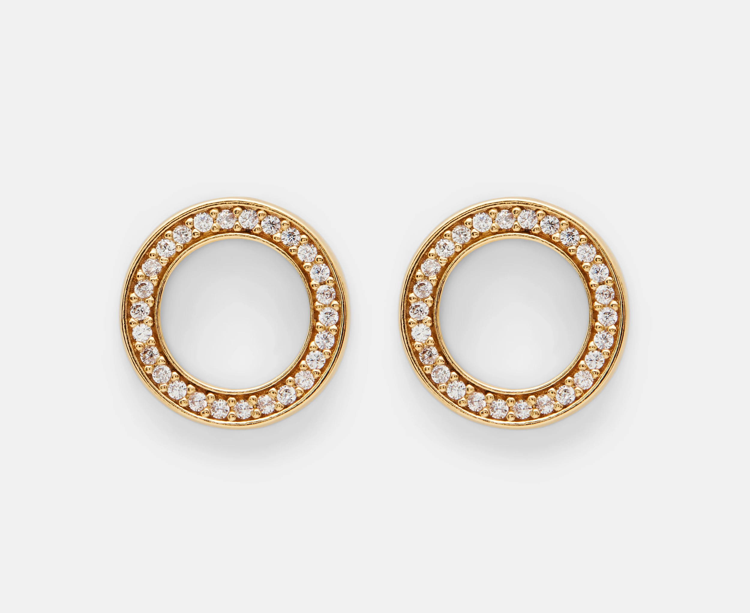 Pandora Sparkling Circle Stud Earrings - Gold