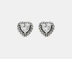 Pandora Elevated Heart Stud Earrings - Silver