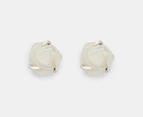 Pandora White Rose in Bloom Stud Earrings - White/Silver