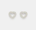 Pandora Open Heart Stud Earrings - Silver