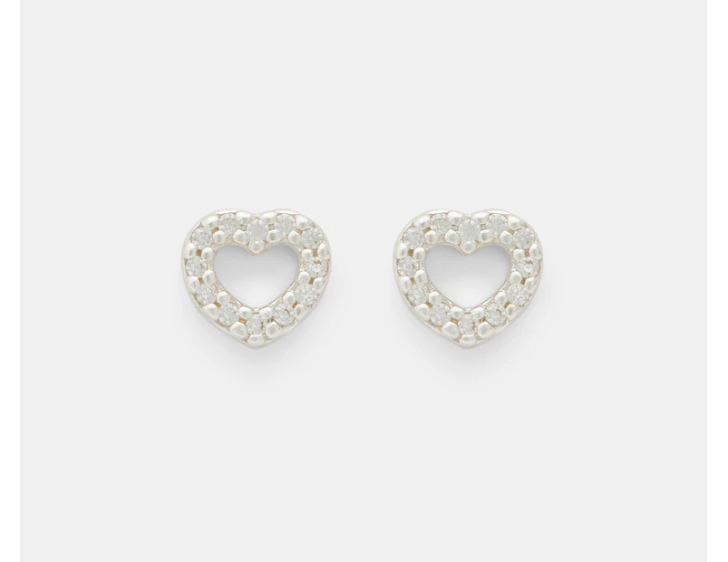 Pandora Open Heart Stud Earrings - Silver