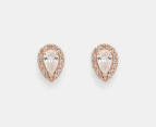 Pandora Teardrop Halo Stud Earrings - Rose Gold