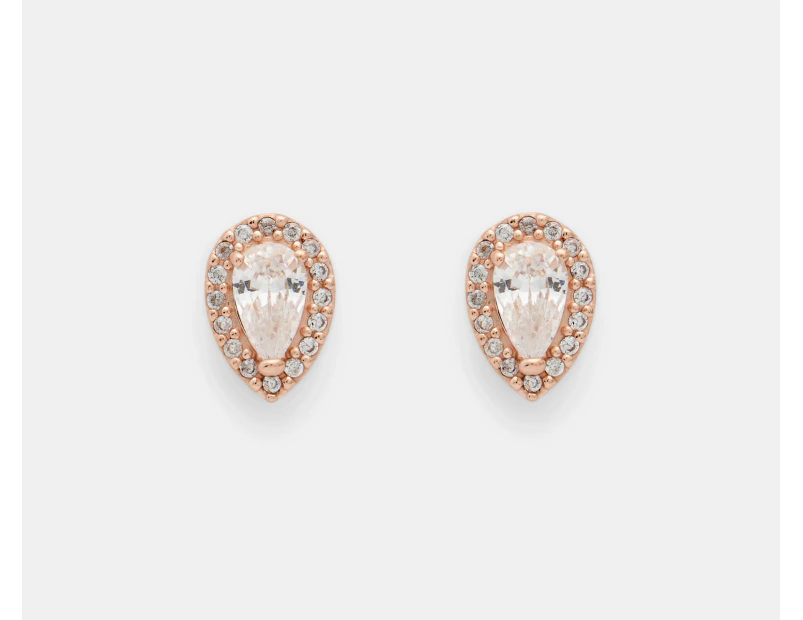 Pandora Teardrop Halo Stud Earrings - Rose Gold