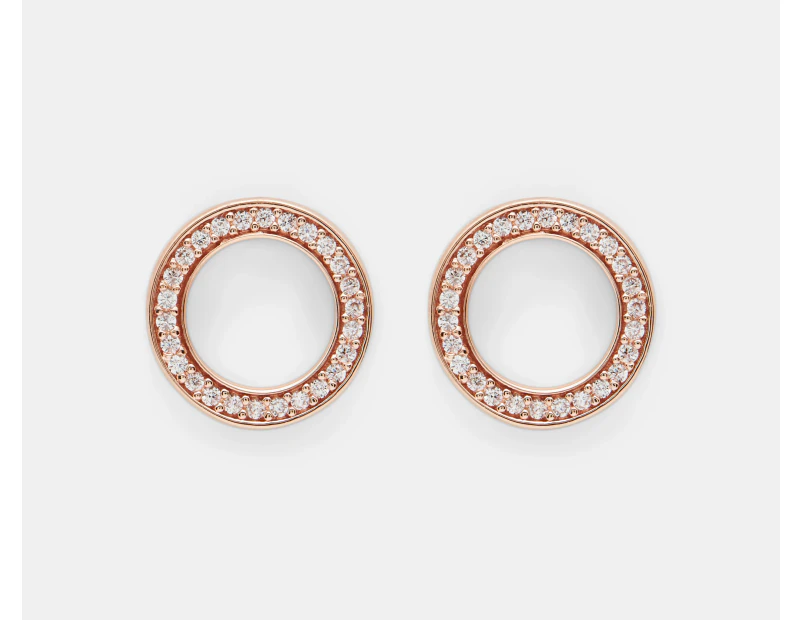 Pandora Sparkling Circle Stud Earrings - Rose Gold