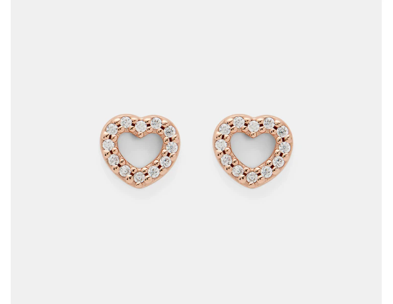 Pandora Open Heart Stud Earrings - Rose Gold