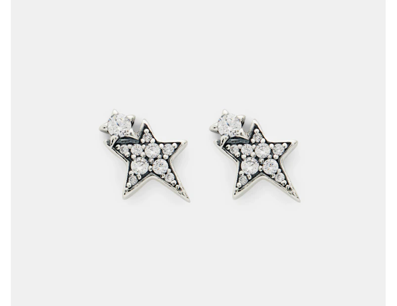 Pandora Sparkling Asymmetric Stars Stud Earrings - Silver