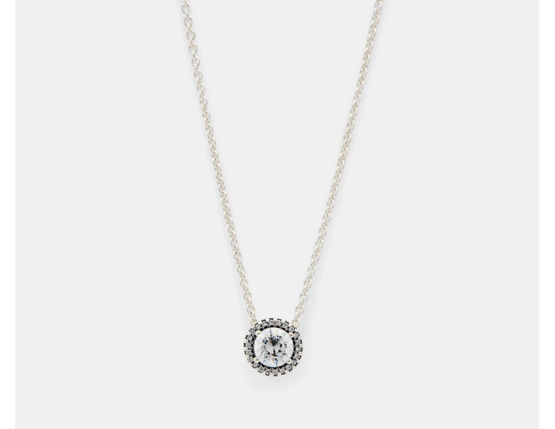 Pandora Round Sparkle Halo Necklace - Silver