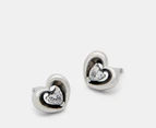 Pandora Radiant Heart & Floating Stone Stud Earrings - Silver