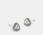 Pandora Elevated Heart Stud Earrings - Silver