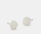 Pandora White Rose in Bloom Stud Earrings - White/Silver