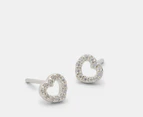 Pandora Open Heart Stud Earrings - Silver