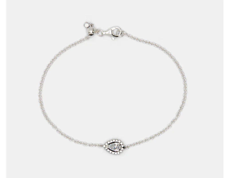 Pandora Sparkling Pear Halo Chain Bracelet - Silver