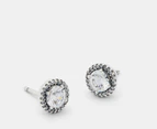 Pandora Round Sparkle Stud Earrings - Silver