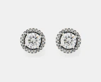 Pandora Round Sparkle Stud Earrings - Silver