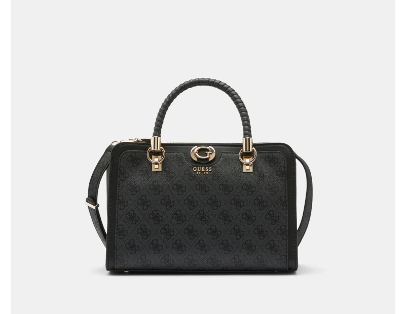 GUESS Orlina Logo Society Satchel Bag - Coal Logo