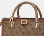 GUESS Orlina Logo Society Satchel Bag - Latte Logo/Brown