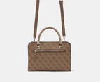 GUESS Orlina Logo Society Satchel Bag - Latte Logo/Brown