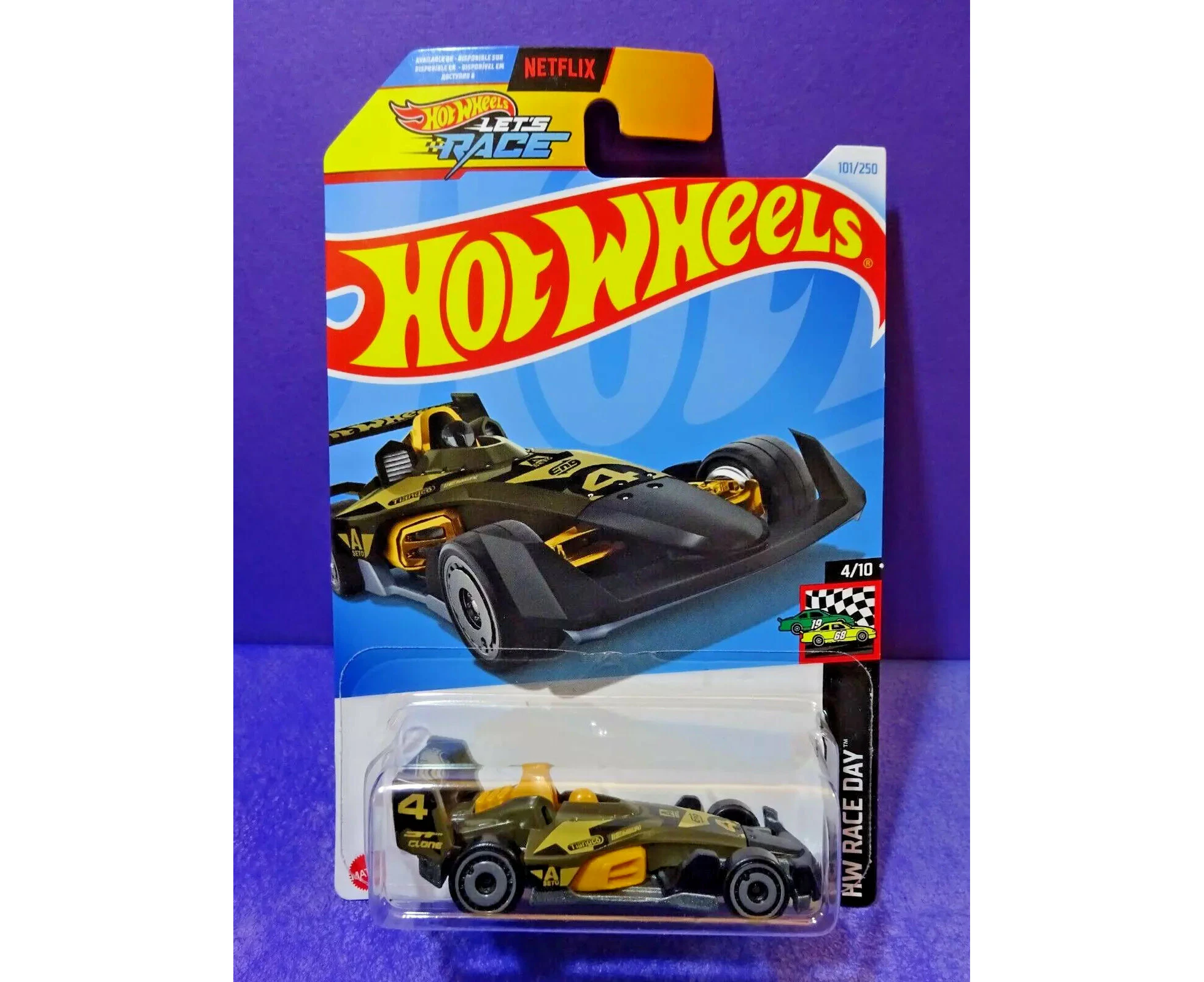 Hot Wheels Worldwide Basic Car 2024 Wave 13N Case - HW-4-Trac Black Netflix Let's Race