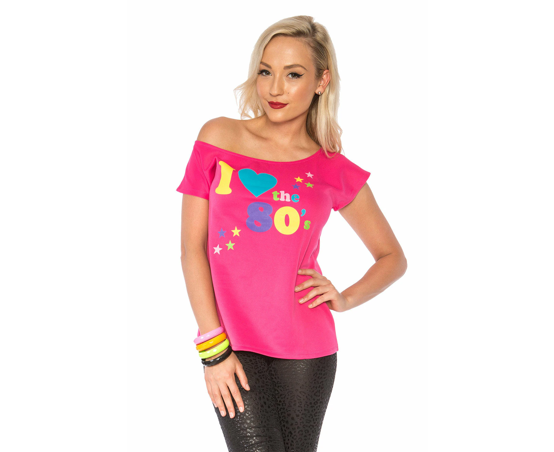 I Love the 80s T-shirt Pink Costume 1980s Fancy Dress Top