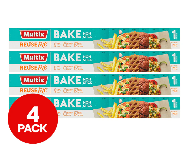 4 x Multix Reuse Me Baking Sheet 1m x 30cm