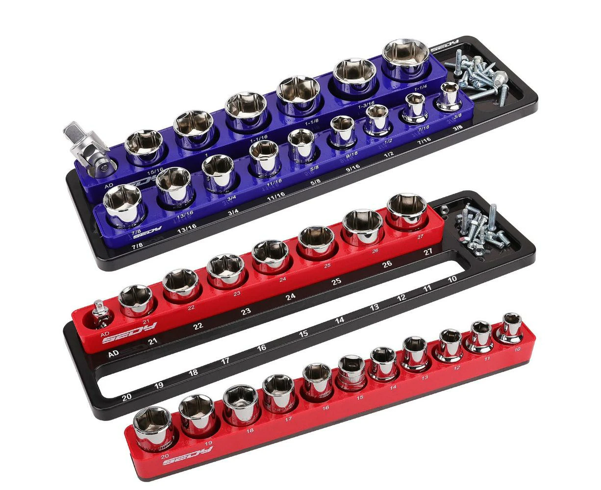 Other Tool Storage Sedy 2Pc Magnetic Socket Organizer 1/2 Drive Metric Sae Sockets Storage Holder