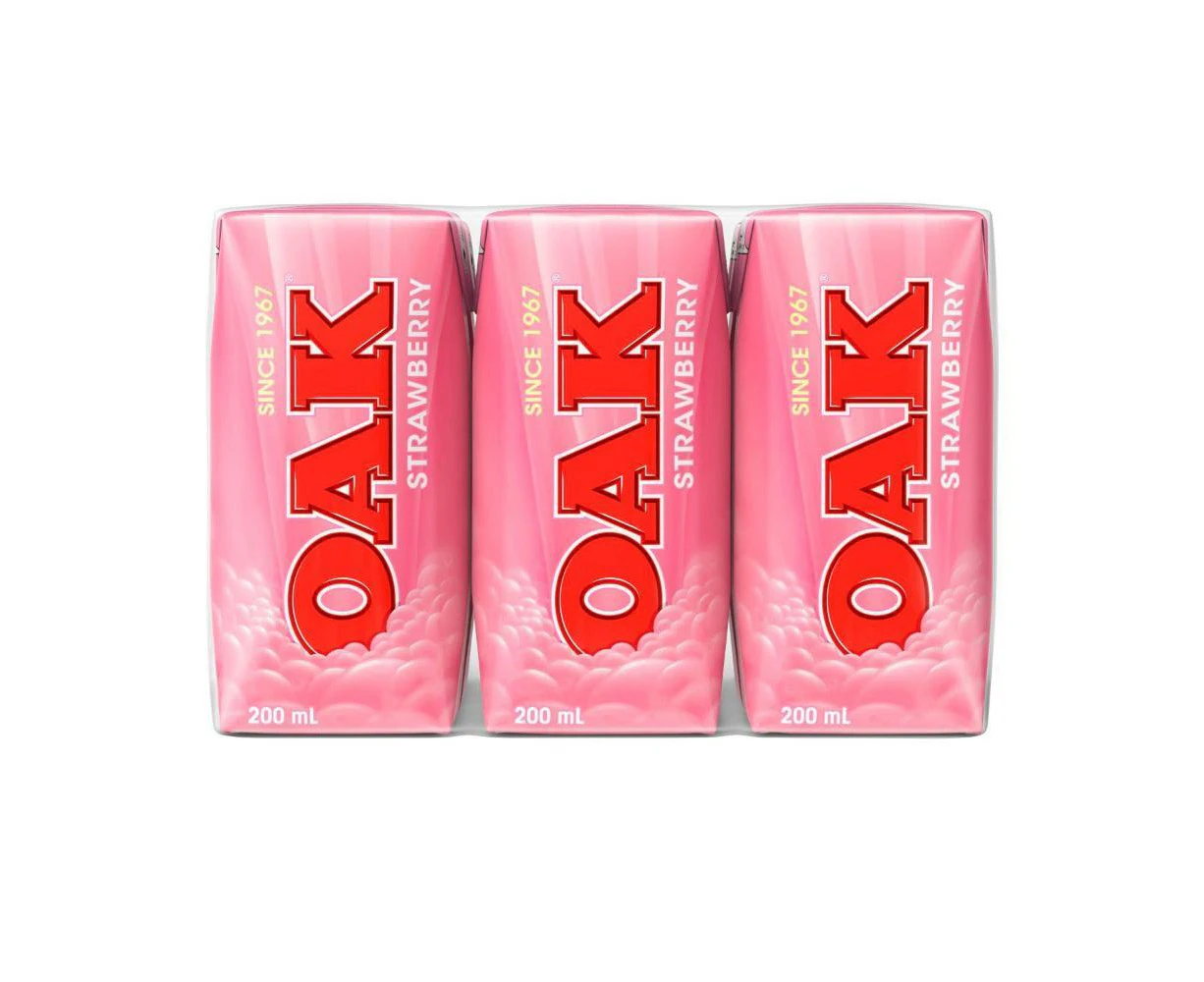 Oak Strawberry Flavoured Milk Carton 200ml X 3 Cartons