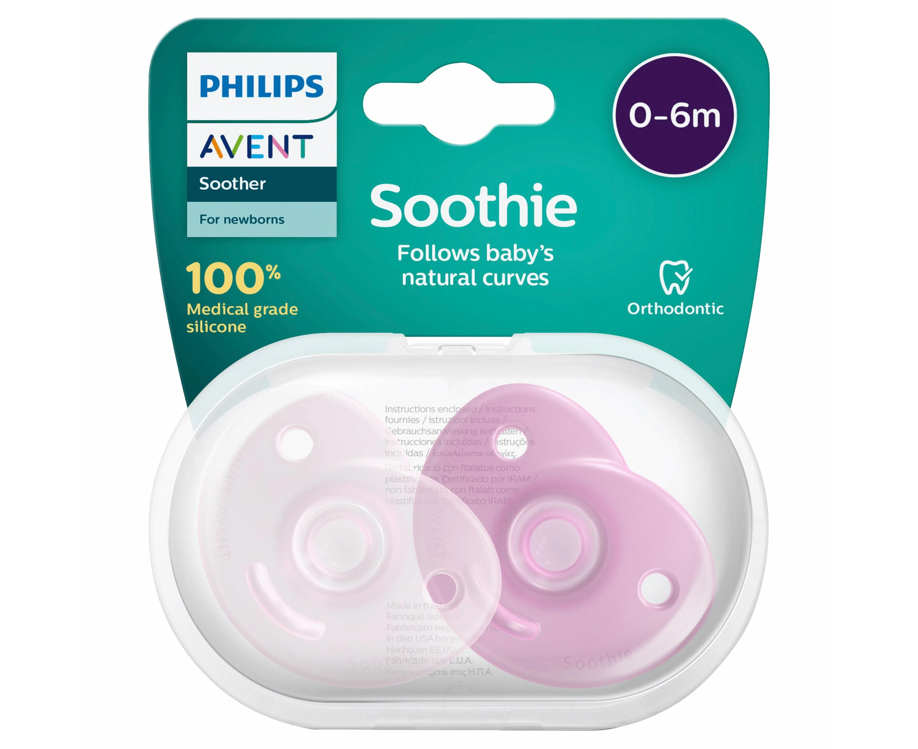 Avent Soothie 0-6M Pink 2 Pieces