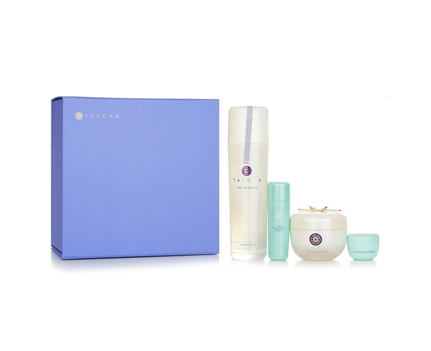 Tatcha Essence Bundle: The Essence Plumping Skin Softener 150ml + The Silk Cream 50ml + Water Cream 5ml + Texture Tonic 25ml 4pcs