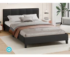 ALFORDSON Bed Frame Queen Size Wooden Base Fabric Charcoal