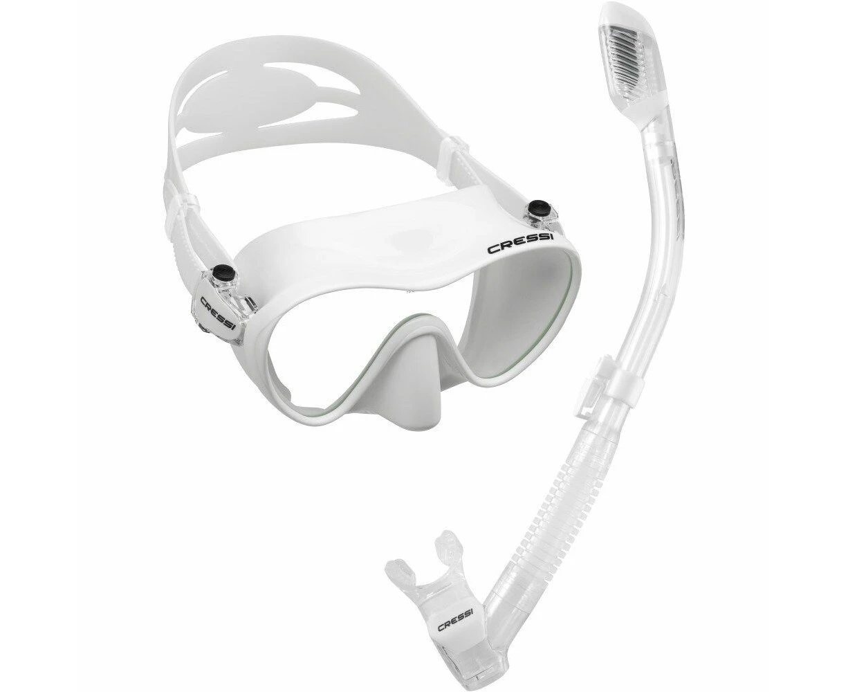 Cressi F1 + Supernova Dry Dive Snorkeling Combo Set #White