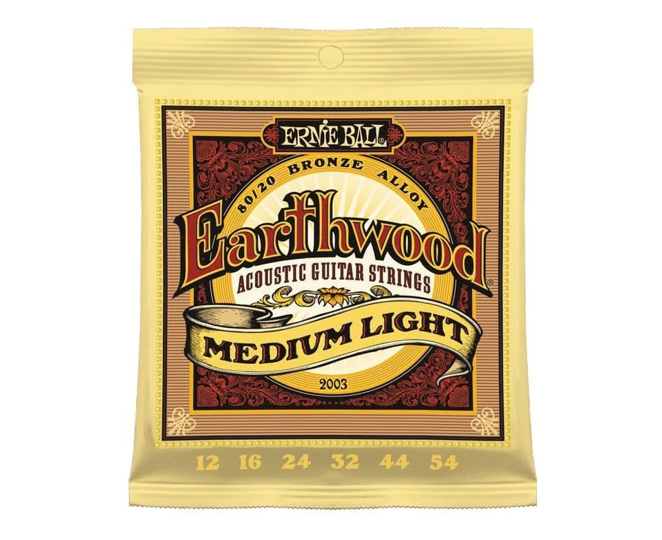 Ernie Ball 2003 Earthwood Medium Light Acoustic Guitar Strings Bronze - 12 - 54