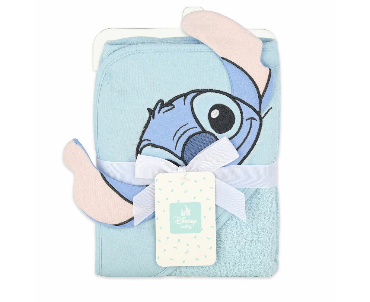 Disney Stitch Baby/Kids Cotton Character Hooded Bath Towel 76x76cm Blue