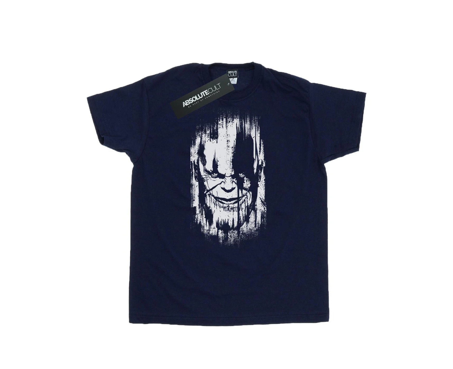 Avengers Infinity War Mens Thanos Face Cotton T-Shirt (Navy Blue) - BI1578