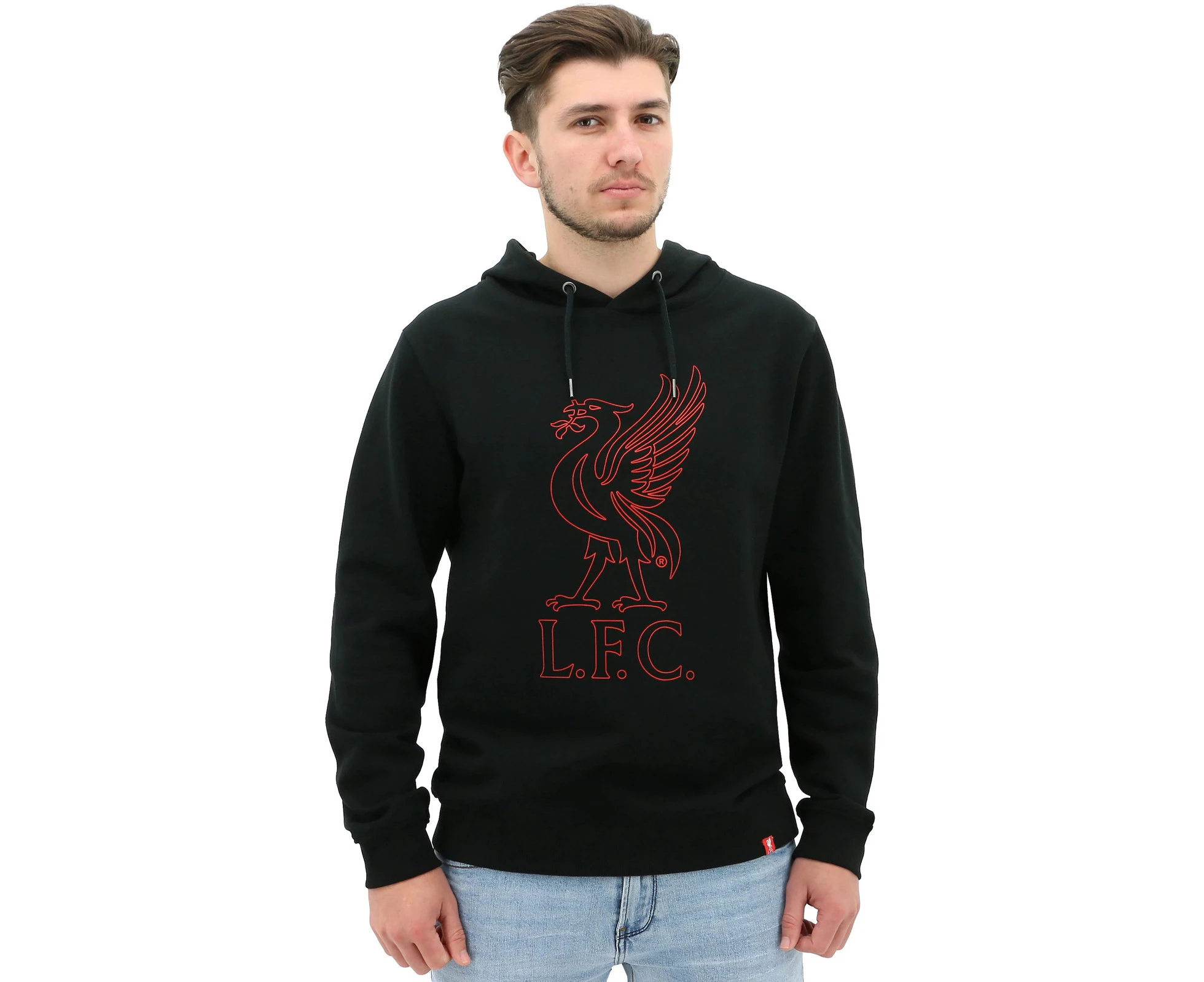 Liverpool FC Mens Hoodie Jumper Winter Warm Soccer Football Liverbird - Black