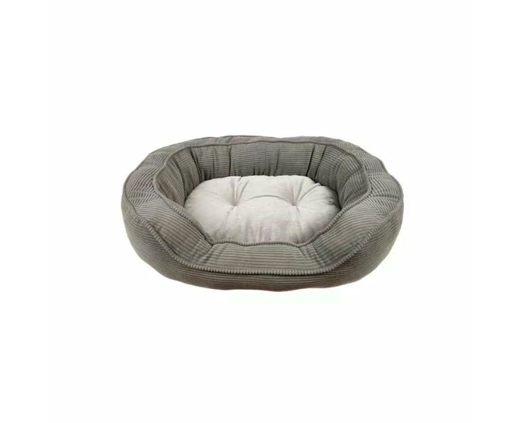 Medium Grey Corduroy Dog Bed With Fleece 51x68.5x15cm