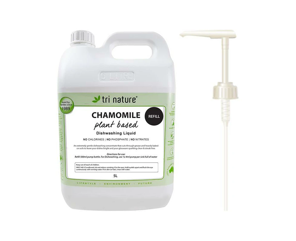 Tri Nature Chamomile Dishwashing Liquid Bulk with Pump 5L