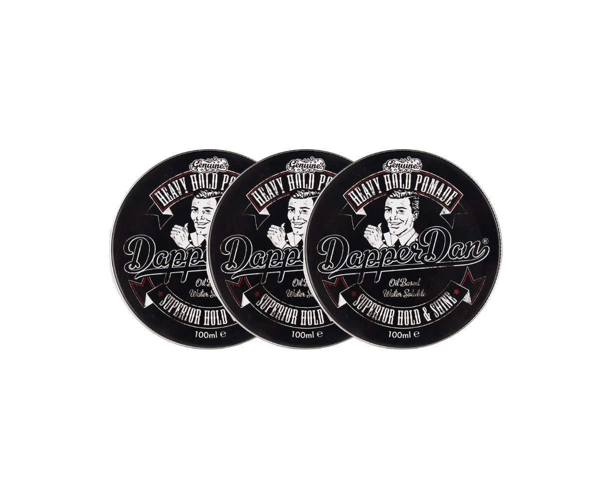 3 x Dapper Dan Heavy Hold Pomade Superior Hold & Shine 100mL