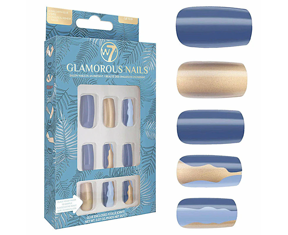 W7 Glamorous Fake Adhesive Nails 24 Pack - Gifted