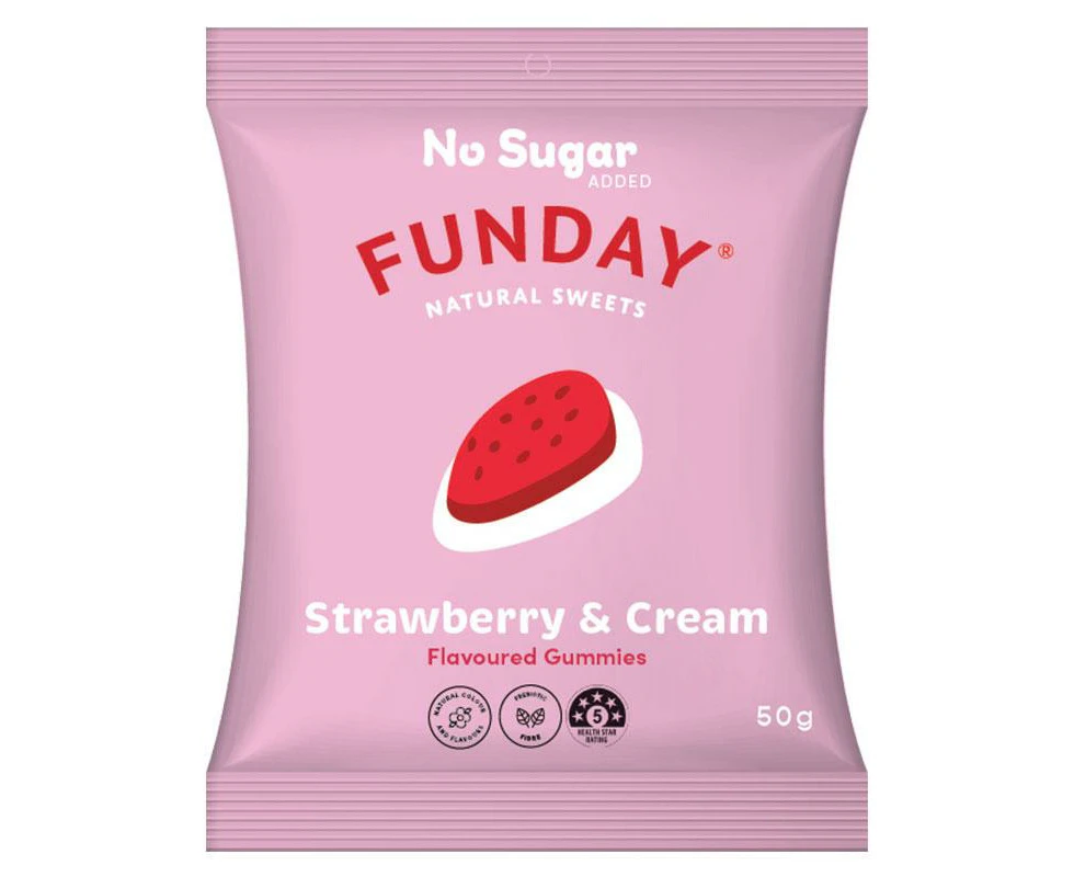 Funday Strawberry & Cream Flavoured Gummies 50g