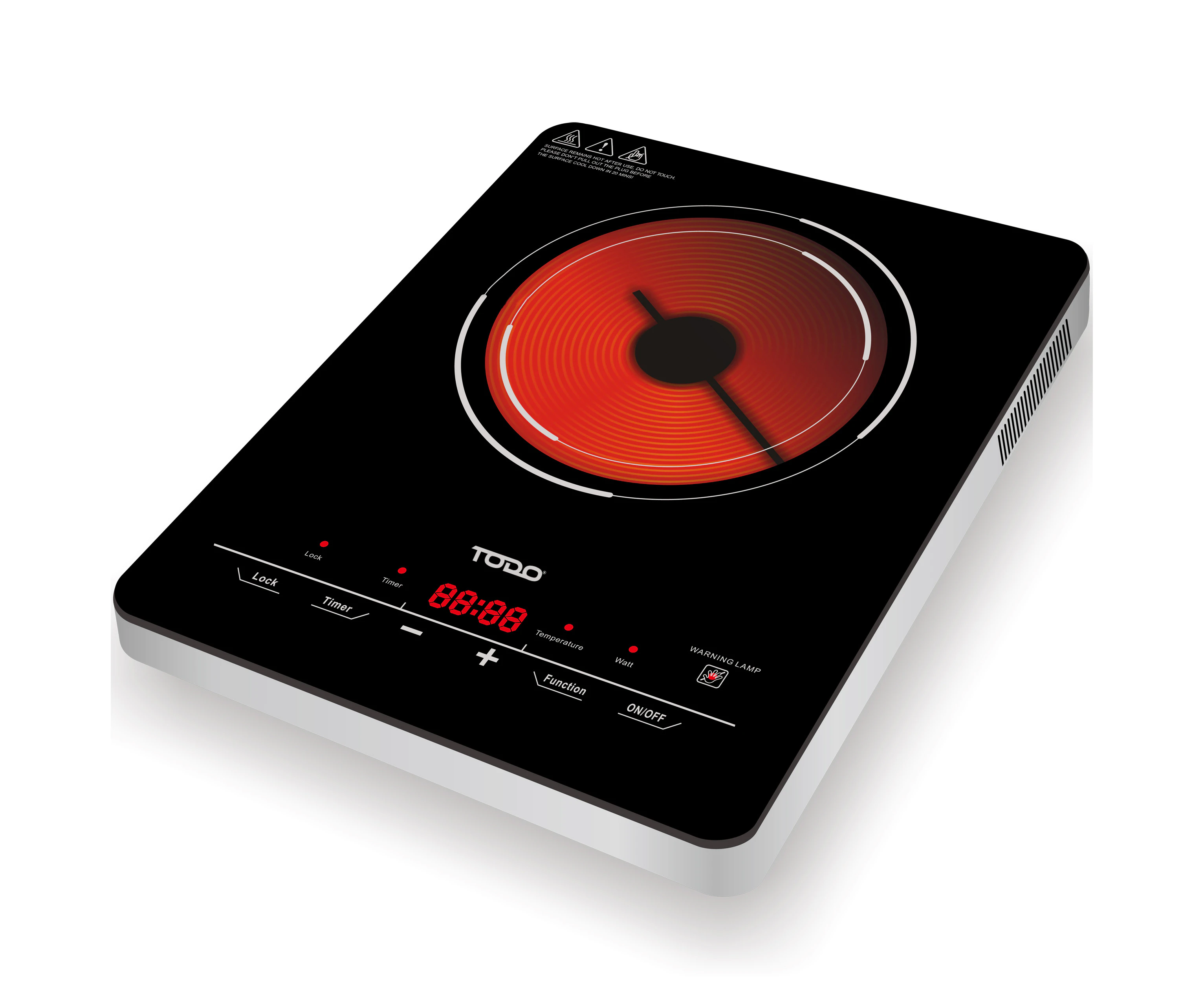 TODO 2000W Infrared Hotplate Electric Cooktop Tempered Crystal Glass Touch Control