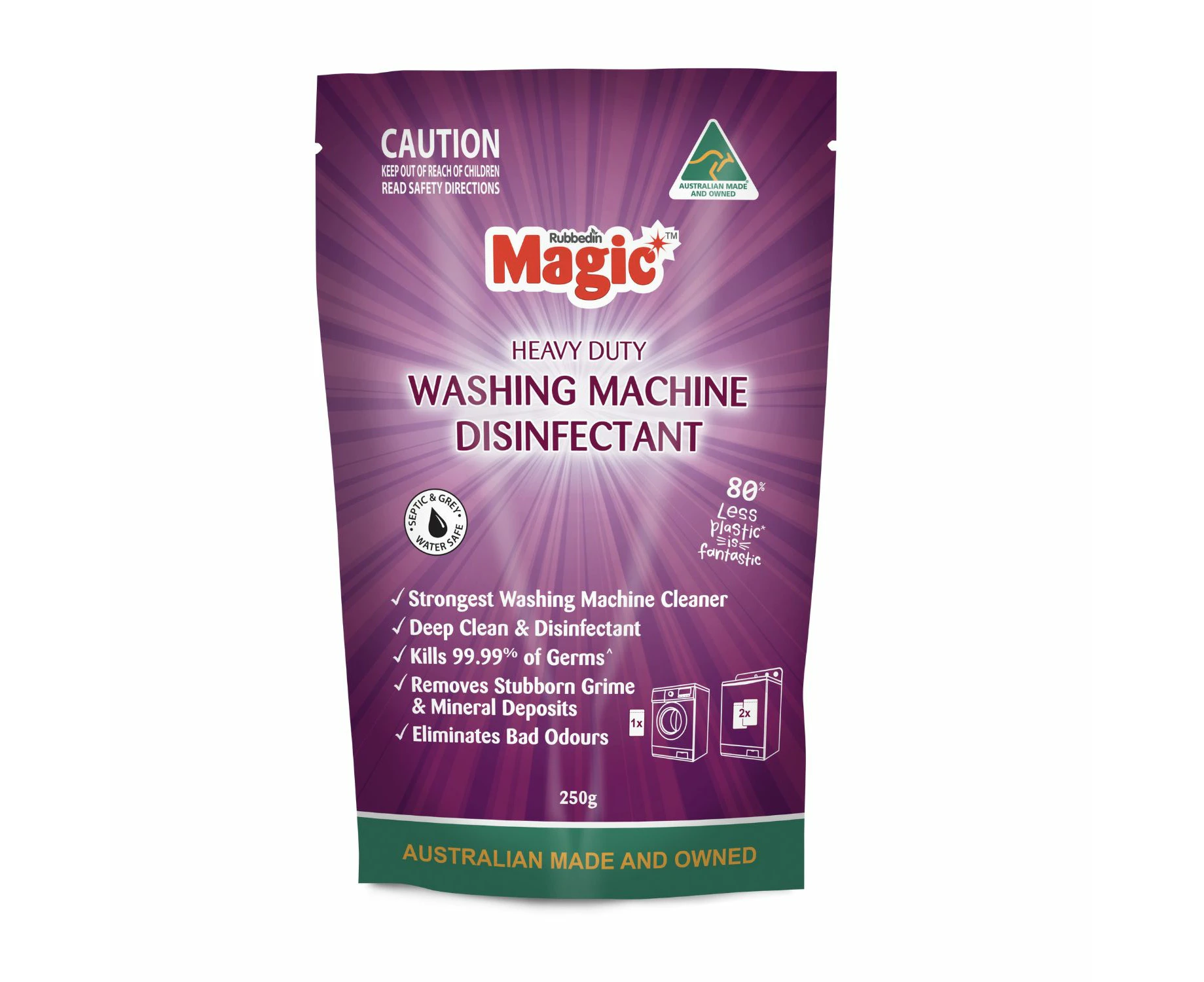 Magic Heavy Duty Washing Machine Cleaner & Disinfectant Removes Built-up Grime, Detergent Mineral Deposits and Disinfects 250g