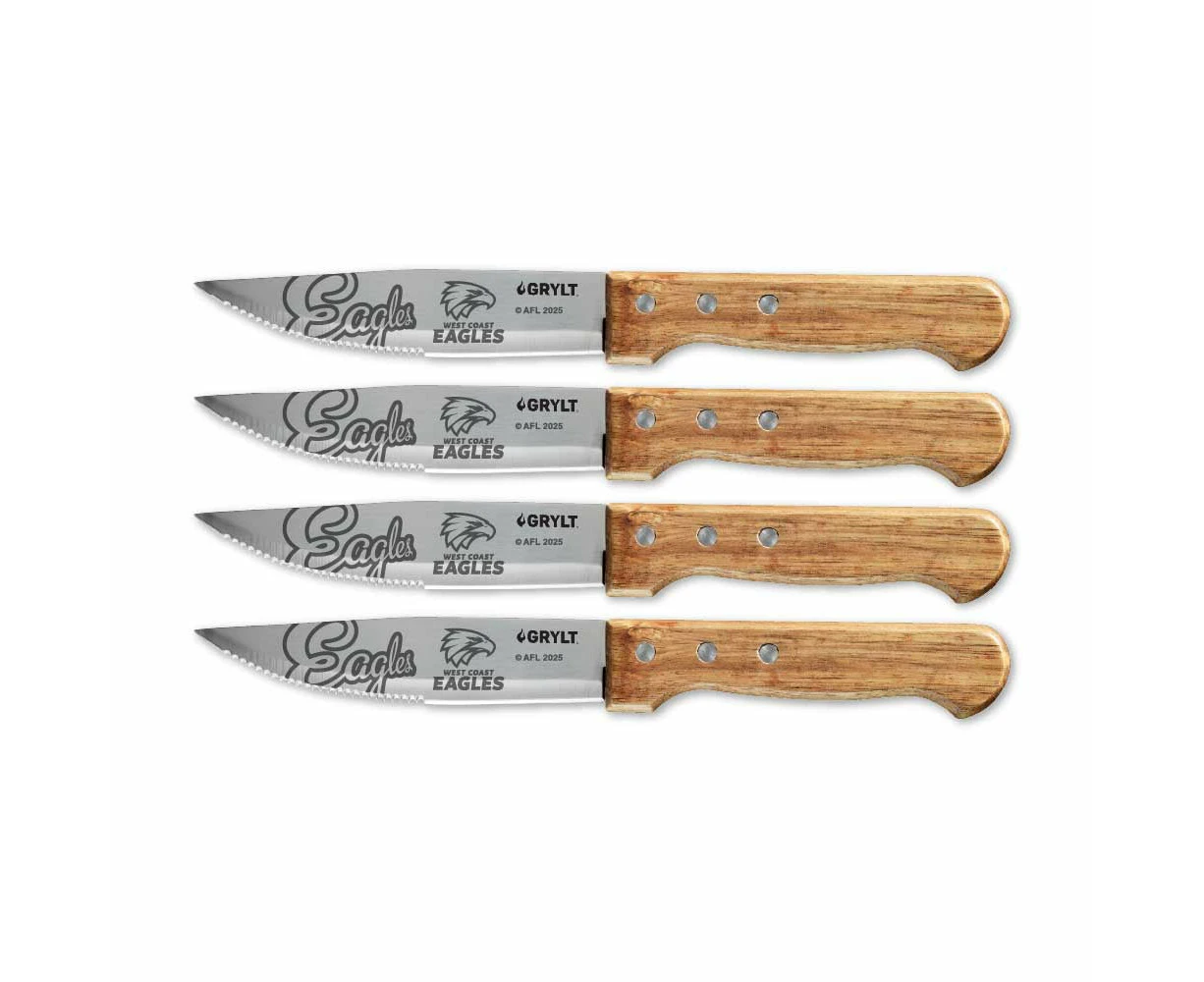 GRYLT Jumbo 4 Piece Steak Knife Set AFL West Coast Eagles