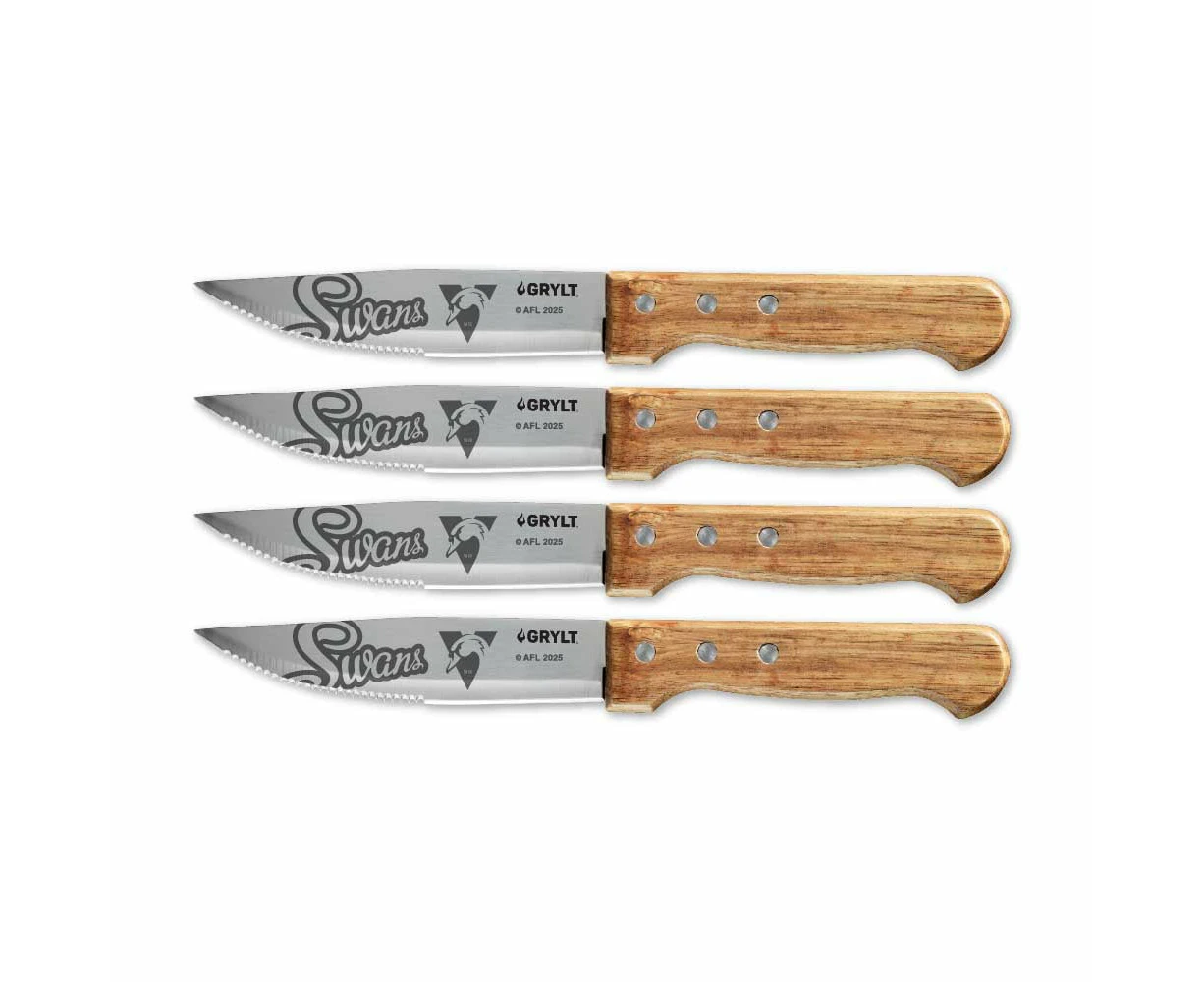 GRYLT Jumbo 4 Piece Steak Knife Set AFL Sydney Swans