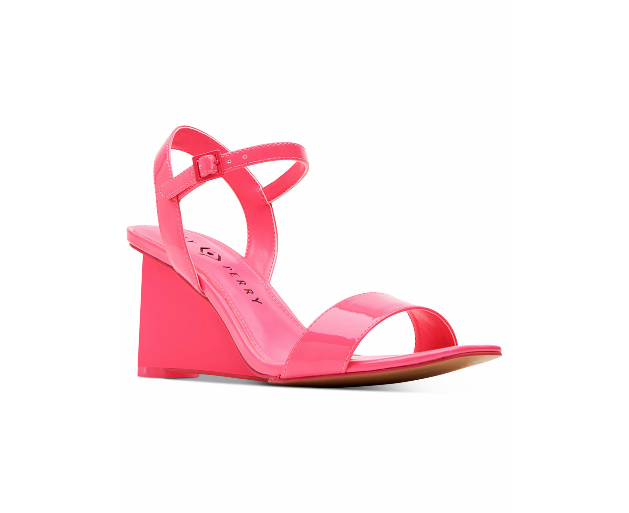 KATY PERRY Womens Pink Comfort Adjustable Strap The Ira Square Toe Wedge Buckle Dress Slingback Sandal 7 M