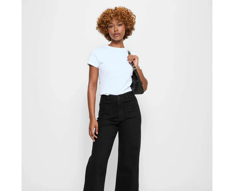 Target Petites Full Length Wide Leg Denim Jeans - Mila